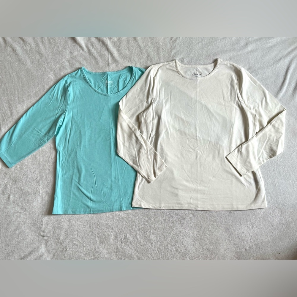 Lot of 2 Denim & Co Essentials Medium Perfect Jersey Knit Cotton Tops